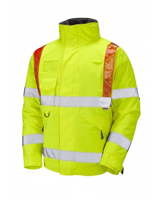 LEO WORKWEAR PORTMORE ISO 20471 Cl 3 Orange Brace Superior Bomber Jacket